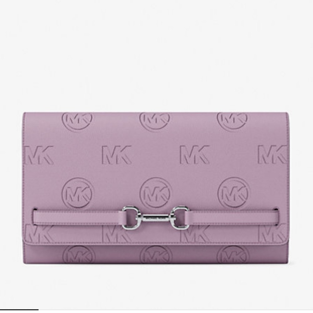 MICHAEL KORS Carson Large Logo Debossed Wallet - Crossbody 
Light Quartz
NWT